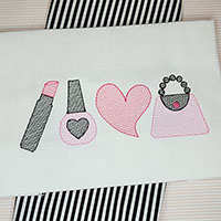 Lipstick, Nail Polish, and Purse  Machine Embroidery Design 